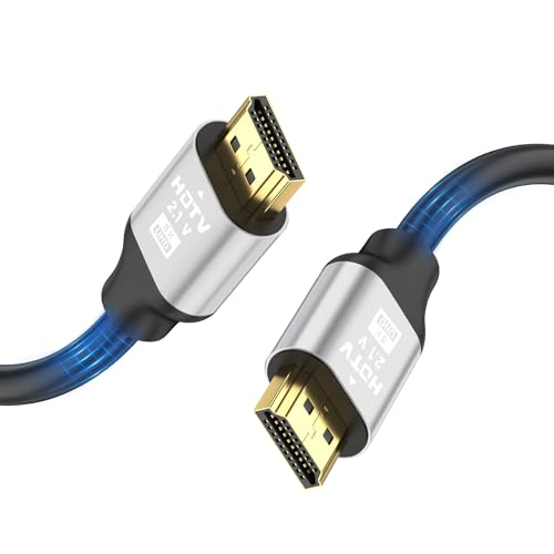 grofyllaa 8K Hdmi Kabel 2M, High Speed Hdmi 2.1 Kabel 8K@60Hz 4K@120Hz, vergoldeter Stecker 3D eARC HDCP 2.2 &2.3 für HDTV/Blu Ray Playback/Projektoren/Laptops/PS4/PS5(Silber) von grofyllaa