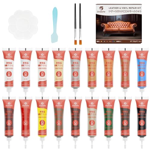 Leder Repair Kit, 22 Stücke Flüssigleder Kunstleder Reparatur Set Leder Vinyl Reparaturset für Möbel, Couchen, Jacken, Sofas, Boote, Autositze, Handtaschen, Gürtel, Schuhe, Kratzer-Spachtelset, 20ML Leder Repair Kit, 22 Stücke Flüssigleder Kunstleder Reparatur Set Leder Vinyl Reparaturset für Möbel, Couchen, Jacken, Sofas, Boote, Autositze, Handtaschen, Gürtel, Schuhe, Kratzer-Spachtelset, 20ML von Grpoche