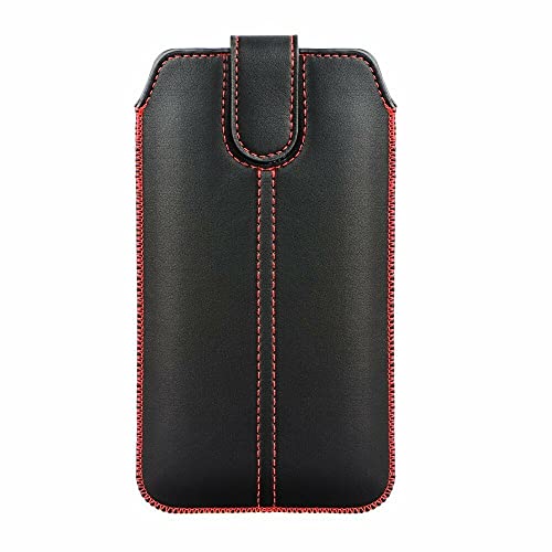 gtsk Universal Handy Tasche Schutz Hülle Etui Soft Case Sleeve schwarz-rot für Smartphones von 6,6-6,8 Zoll von gtsk