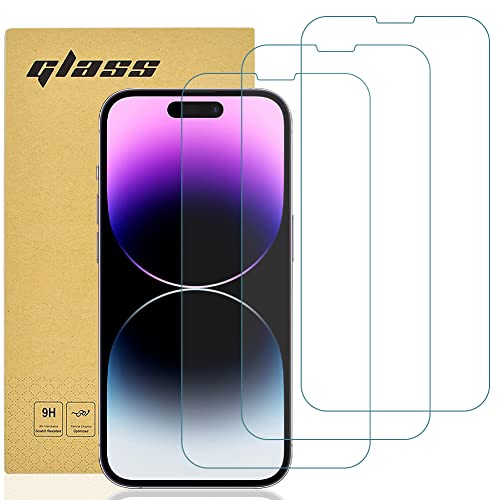gueche 3 Stück für iPhone 14 Pro Schutzfolie, Frei von Kratzern, 9H Härte, HD Displayschutzfolie, Ultra-klar, Ultrabeständig, Panzer Schutz Glas für iPhone 14 Pro Splitterfest schutzglas 5G von gueche