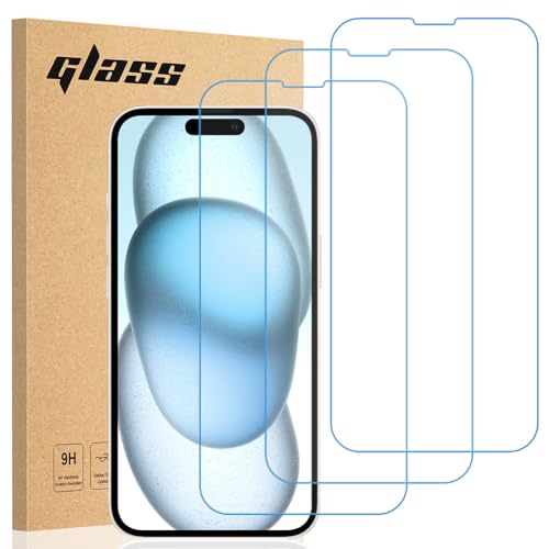 gueche 3 Stück für iPhone 15 Plus Schutzfolie, Frei von Kratzern, 9H Härte, HD Displayschutzfolie, Ultra-klar, Ultrabeständig, Panzer Schutz Glas für 15 Plus Splitterfest schutzglas von gueche