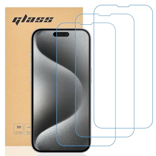 gueche 3 Stück für iPhone 15 Pro Schutzfolie, Frei von Kratzern, 9H Härte, HD Displayschutzfolie, Ultra-klar, Ultrabeständig, Panzer Schutz Glas für iPhone 15 Pro Splitterfest schutzglas 5G von gueche