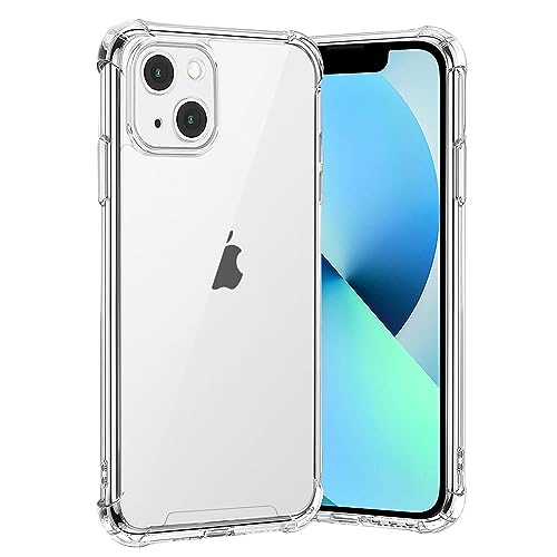 gueche Hülle für iPhone 13, Durchsichtig Schutzhülle mit Weiche Silikon Handyhülle, Transparent Bumper Case Cover, mit dem kabellosen Laden kompatibel, Handyhalterung Fahrrad, Handyhalterung Auto von gueche