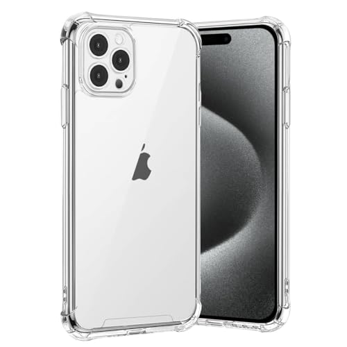 gueche Hülle für iPhone 15 Pro Max, Durchsichtig Schutzhülle mit Weiche Silikon Handyhülle, Transparent Bumper Case Cover, mit dem kabellosen Laden kompatibel, Handyhalterung Fahrrad von gueche