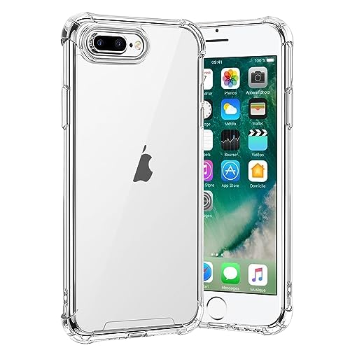 gueche Hülle für iPhone 7 Plus and iPhone 8 Plus, Durchsichtig Schutzhülle mit Weiche Silikon Handyhülle, Transparent Bumper Case Cover, mit dem Handyhalterung Auto kompatibel von gueche