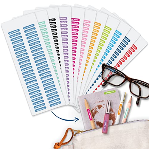 Gutmarkiert – Personalisierbare Mini Namensetiketten – wasserfeste Namensaufkleber für Kinder und Erwachsene – ideal als Namenssticker in Büro, Werkstatt oder Schule – 48 Stück 20x4mm – Farbig von gutmarkiert