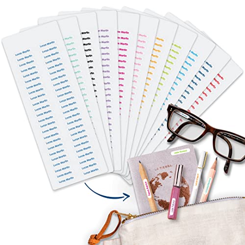 Gutmarkiert – Personalisierbare Mini Namensetiketten – wasserfeste Namensaufkleber für Kinder und Erwachsene – ideal als Namenssticker in Büro, Werkstatt oder Schule – 48 Stück 20x4mm – Weiß von gutmarkiert