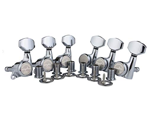 Guyker 6Pcs Guitar Locking Tuners (6 Left Handed) - 1:18 Ratio Lock String Tuning Key Pegs Machine Heads with Hexagonal Handle Replacement for LP SG Style Electric, Folk or Acoustic Guitars - Chrome von guyker