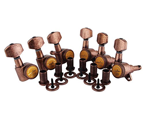 Guyker Gitarren-Stimmwirbel (6 für rechts) – 1:18 Lock String Tuning Key Pegs Mechanik Kopf Ersatz für ST TL SG LP Style Elektro-, Folk- oder Akustikgitarren – Antik Bronze von guyker