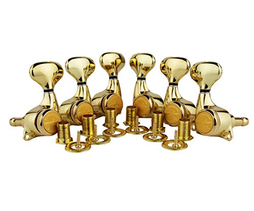 Guyker Guitar Locking Tuners (3L + 3R) - 1:21 Lock String Tuning Key Pegs Machine Head Set Replacement for ST TL SG LP Style Electric, Folk or Acoustic Guitars – Golden von guyker