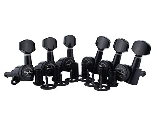 Guyker Guitar Locking Tuners (6 for Left) - 1:18 Lock String Tuning Key Pegs Machine Head with Hexagonal Handle Replacement for ST TL SG LP Style Electric, Folk or Acoustic Guitars - Black von guyker