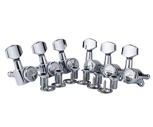 Guyker Guitar Locking Tuners (6 for Right) - 1:18 Lock String Tuning Key Pegs Machine Head with Hexagonal Handle Replacement for ST TL SG LP Style Electric, Folk or Acoustic Guitars - Chrome von guyker