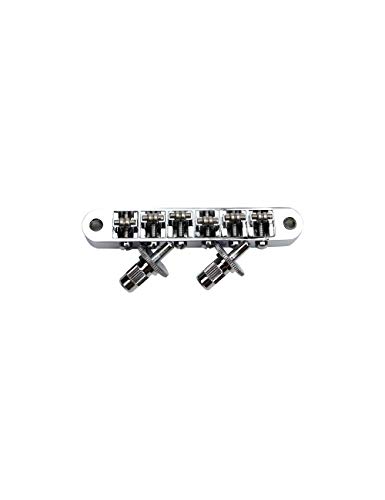 Guyker Guitar Roller Saddle Bridge - Tune-O-Matic Bridges with Post Hole 4.2mm Replacement Compatible with Gibson Les Paul LP SG 6 String Electric Guitar BM015 (Chrome) von guyker