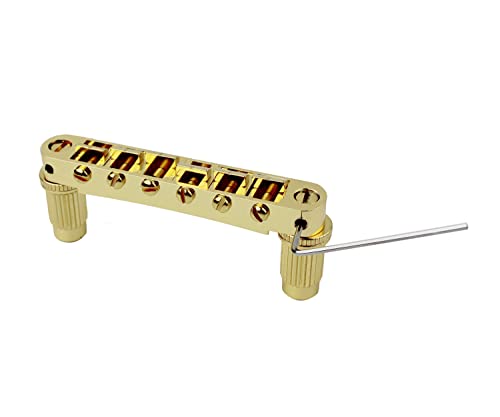 Guyker Guitar Saddle Bridge - Tune-O-Matic Bridges with Studs Replacement for LP EPI 6 String Electric Guitar (GM003, Golden) von guyker