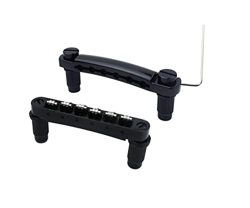 Guyker Guitar Tune-O-Matic Bridge and Stop Bar Tailpiece Combo Replacement Compatible with LP SG EPI 6 String Electric Guitar(GS001 + GM005, black) von guyker