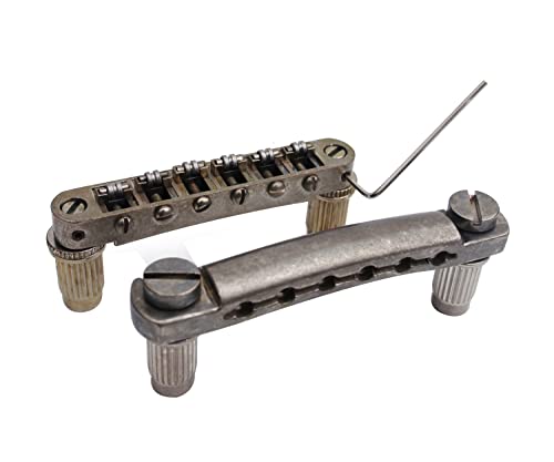 Guyker Guitar Tune-O-Matic Bridge and Stop Bar Tailpiece Combo Replacement Compatible with LP SG EPI 6 String Electric Guitar(GS001 + GM005, rust color) von guyker