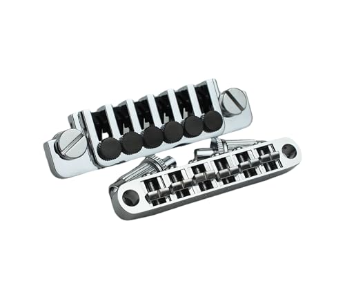 Guyker Guitar Tune-O-Matic Saddle Bridge BM003 and Vintage Stop Bar Lock TP6 Tailpiece Combo Replacement Compatible with Gibson Les Paul LP SG Style 6 Strings Electric Guitar (Chrome) von guyker