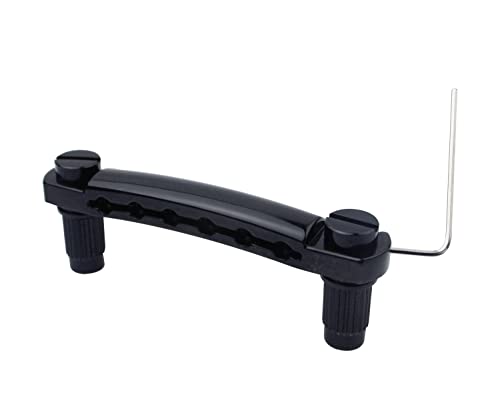 Guyker Guitar Tune-O-Matic Tailpiece Stop Bar with Studs - Bridges Parts Replacement for LP SG Style 6 String Electric Guitar (GS001, black) von guyker
