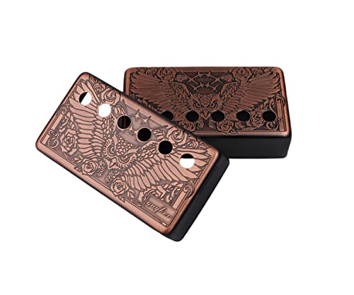 Guyker Humbucker Pickup Cover (50mm/52mm Polabstand) - Cupronickel Brücke und Hals Pickups Rahmen Set Ersatzteile für Les Paul LP Style E-Gitarre, Eagle Style, Bronze von guyker