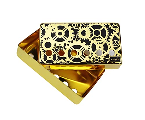 Guyker Humbucker Pickup Cover (50mm/52mm Pole Spacing) - Cupronickel Bridge and Neck Pickups Frame Set Replacement Parts for Les Paul LP Style E-Gitarre, Gear Style, Gold von guyker