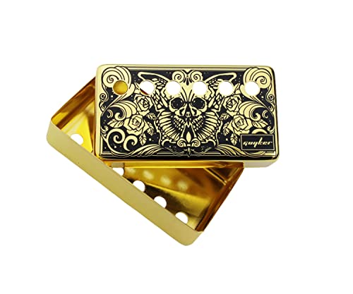 Guyker Humbucker Tonabnehmerabdeckung (50 mm/52 mm Stangenabstand) ? Cupronickel Bridge und Hals Tonabnehmer Rahmen Set Ersatzteile f?r Les Paul LP Style E-Gitarre, Schmetterlings-Stil, Gold von guyker