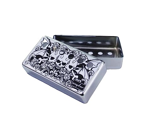 Guyker Humbucker Pickup Cover (50mm/52mm Pole Spacing) - Cupronickel Bridge and Neck Pickups Frame Set Replacement Parts for Les Paul LP Style E-Gitarre, Three Skull Pattern, Chrome von guyker