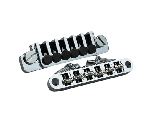 Guyker LP E-Gitarre Tune-O-Matic Roller Saddle Bridge GM005 + Vintage TP-6 Saitenhalter Stop Bar Lock Combo Ersatz Kompatibel mit Les Paul LP 6 Saiten E-Gitarre, Chrom Guyker LP E-Gitarre Tune-O-Matic Roller Saddle Bridge GM005 + Vintage TP-6 Saitenhalter Stop Bar Lock Combo Ersatz Kompatibel mit Les Paul LP 6 Saiten E-Gitarre, Chrom von guyker