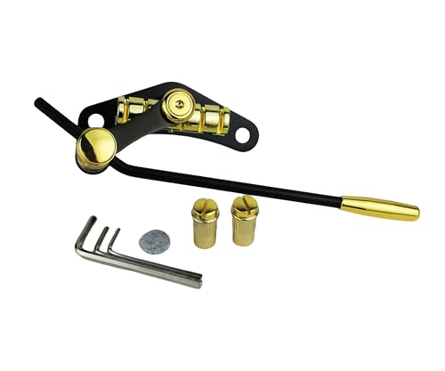 Guyker Tune-O-Matic Style E-Gitarre Steg Stop Bar Saitenhalter Tremolo kompatibel mit LP SG Gitarren TM85, Schwarz + Gold Guyker Tune-O-Matic Style E-Gitarre Steg Stop Bar Saitenhalter Tremolo kompatibel mit LP SG Gitarren TM85, Schwarz + Gold von guyker