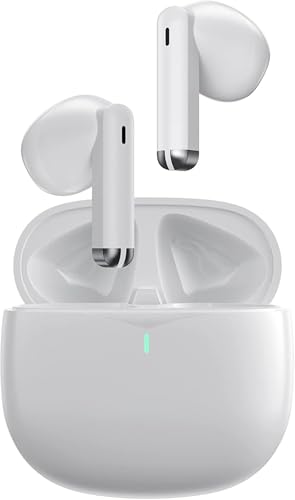 h24z E28 Bluetooth 5.3 Ohrhörer - Kabellose In-Ear-Kopfhörer mit 4 Mikrofonen, ENC-Geräuschunterdrückung, IPX5-Wasserdichtigkeit, USB-C-Schnellladung und müheloser Konnektivität (weiß) von h24z