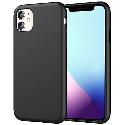 h24z Silicone HandyHülle für iPhone 11 6,1-Zoll, seidigem Ganzkörper- Schwarz Schutzhülle Case Cover, mit weichem Mikrofaser-Innenfutter stoßfestes Abdeckung von h24z