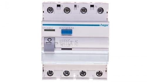 Fehlerstromschalter 4P 40A 0,3A Typ AC CFC440J hager Polo 3250611619741 von hager polo