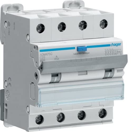 Fehlerstromschutzschalter 4P C 25A 0,03A Typ A 6kA RCBO ADM475C Hager Polo 3250611020325 von hager polo