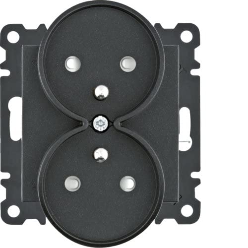 Lumina Steckdosensteckdose mit Erdung 2-fach mit Kontaktabdeckung 16A/250VAC schwarz WL1343 hager polo 8694407002730 von hager polo