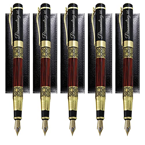 Füllfederhalter mit Holzmaserung, Individuelle Stifte mit Text, Personalisiertes Füllfederhalter-Kugelschreiber-Set mit Geschenkbox für Abschlussfeier, Business, Journaling-Füllfederhalter,5 Stück von half-acre square pond
