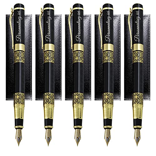 Füllfederhalter mit Holzmaserung, Individuelle Stifte mit Text, Personalisiertes Füllfederhalter-Kugelschreiber-Set mit Geschenkbox für Abschlussfeier, Business, Journaling-Füllfederhalter,5 Stück von half-acre square pond