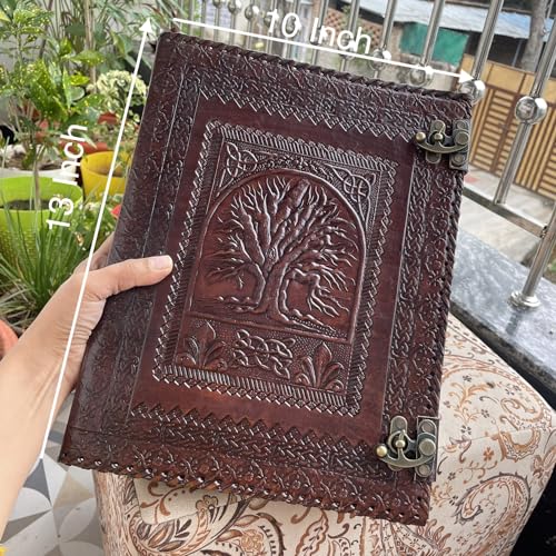 handborncraft Personalisierbares Leder-Ringbuch, Baum des Lebens, Grimoire-Ordner, personalisiertes Lederportfolio, Herren, 21,6 x 27,9 cm, Braun handborncraft Personalisierbares Leder-Ringbuch, Baum des Lebens, Grimoire-Ordner, personalisiertes Lederportfolio, Herren, 21,6 x 27,9 cm, Braun von handborncraft