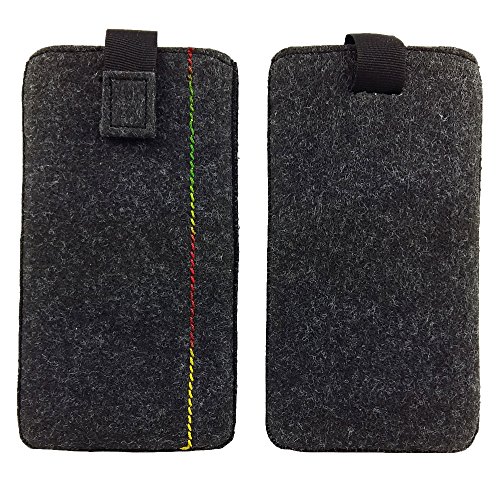 5,0'' Filztasche Tasche Hülle aus Filz für Samsung, iPhone, Sony, Lenovo Moto, Huawei, Alcatel, Gigaset, Medion, Neffos, Geräte mit Max.14,2x7,3xx1cm (Melange Schwarz) von handy-point