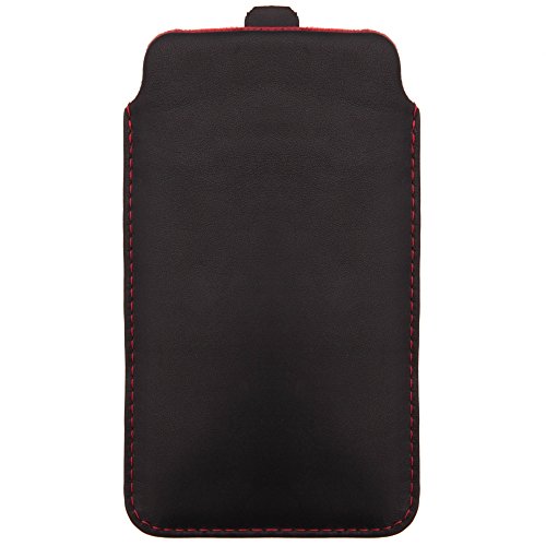 Premium Echtleder Handmade Leather Collection für Sony Xperia Z1, Z2, Z3, LG G3, Hülle, Schutzhülle, Schale, Handytasche, Handyhülle, Leder, Aus echtem Leder, Schwarz-Rot von handy-point