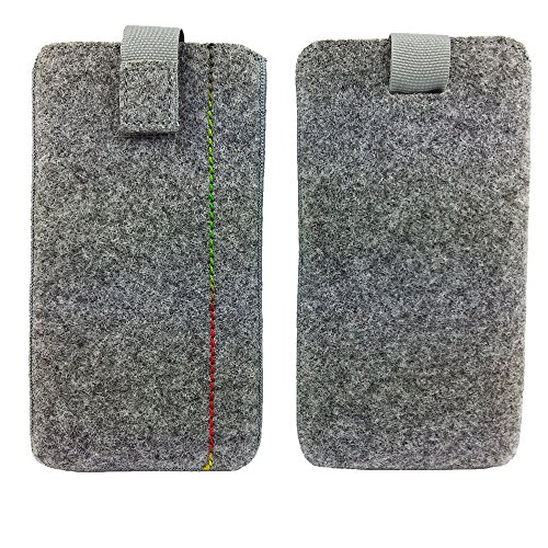 Venetto kompatibel/Ersatz für Samsung, iPhone, Sony, Lenovo Moto, Huawei, Alcatel, Gigaset, Medion, Neffos, Geräte mit Max.14,2x7,3x1cm, Filztasche Tasche Hülle aus Filz (grau) von handy-point