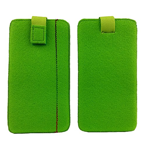 Venetto kompatibel/Ersatz für Samsung, iPhone, Sony, Lenovo Moto, Huawei, Alcatel, Gigaset, Medion, Neffos, Geräte mit Max.14,2x7,3x1cm, Filztasche Tasche Hülle aus Filz (grün hell) von handy-point