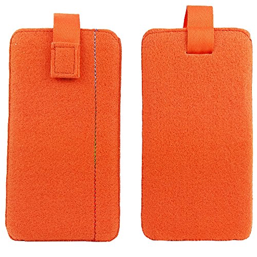 handy-point 6,4 Zoll Übergröße Filztasche, Handytasche, Tasche für Smartphones , handgemacht ,Orange von handy-point