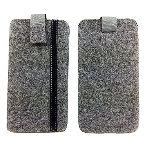 handy-point kompatibel/Ersatz für iPhone 7/8 Plus, Samsung Galaxy S8 Plus, S9 Plus, Huawei, LG, Nokia, Honor, Geräte mit max. 16,5 x 8,3cm, Filztasche handgemacht Tasche Hülle aus Filz (Grau) von handy-point