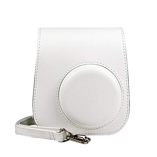 C- Kamera-Taschen Hülle für Instax Mini 11 Film Camera Sofortbildkamera, Kunstleder Schutztasche Kompaktkamera-Taschen mit Schultergurt & Tasche Case Cover (White) von handyct