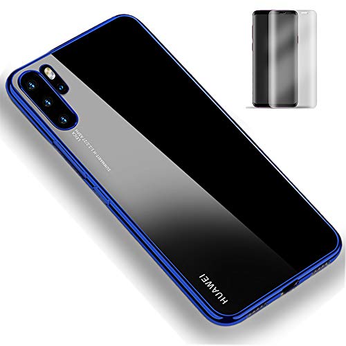 handyprince Kompatibel für Huawei P30 Pro, P30 Pro New Edition Hülle Case Cover Bumper Tasche inkl. Nano Displayschutzfolie Schwarz Black (Blau) von handyprince