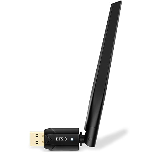 Bluetooth Adapter PC - USB Bluetooth 5.3 Dongle (EDR & BLE) - Langstrecken 492FT/150M Bluetooth Stick für Desktop Laptop, Plug & Play, Kompatibel mit Windows 11/10/8.1/7 von hangyiwei