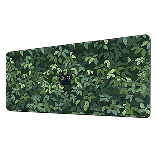 Großes Gaming-Mauspad, 900 x 400 x 3 mm, rutschfest, wasserdicht, Schreibtischunterlage mit genähtem Rand, Schwarz (Cat3) von hansum
