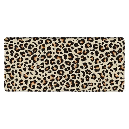 Großes Gaming-Mauspad, 900 x 400 x 3 mm, rutschfest, wasserdicht, Schreibtischunterlage mit genähtem Rand (Leopardenmuster) von hansum