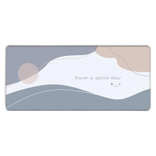 Großes Gaming-Mauspad, 900 x 400 x 3 mm, rutschfest, wasserdicht, Schreibtischunterlage mit genähtem Rand (Minimalism1) von hansum