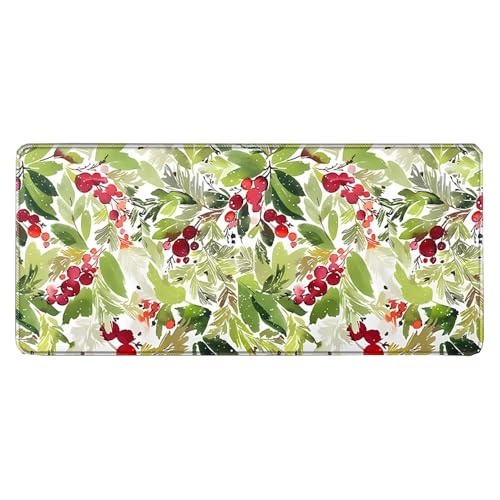 Großes Gaming-Mauspad, 900 x 400 x 3 mm, rutschfest, wasserdicht, Schreibtischunterlage mit genähtem Rand (Plant5) von hansum