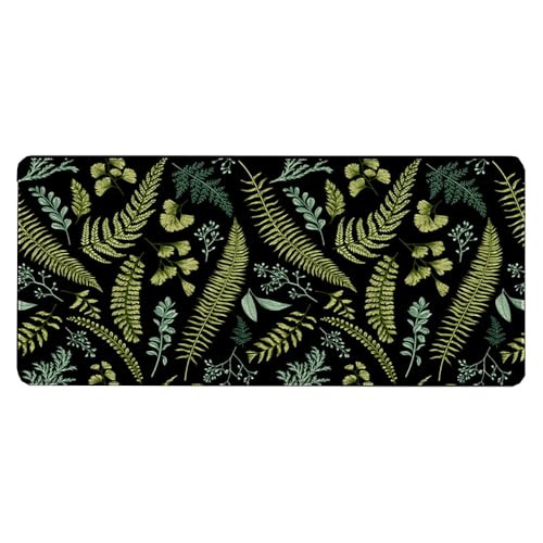 Großes Gaming-Mauspad, 900 x 400 x 3 mm, rutschfest, wasserdicht, Schreibtischunterlage mit genähtem Rand (Plant6) von hansum